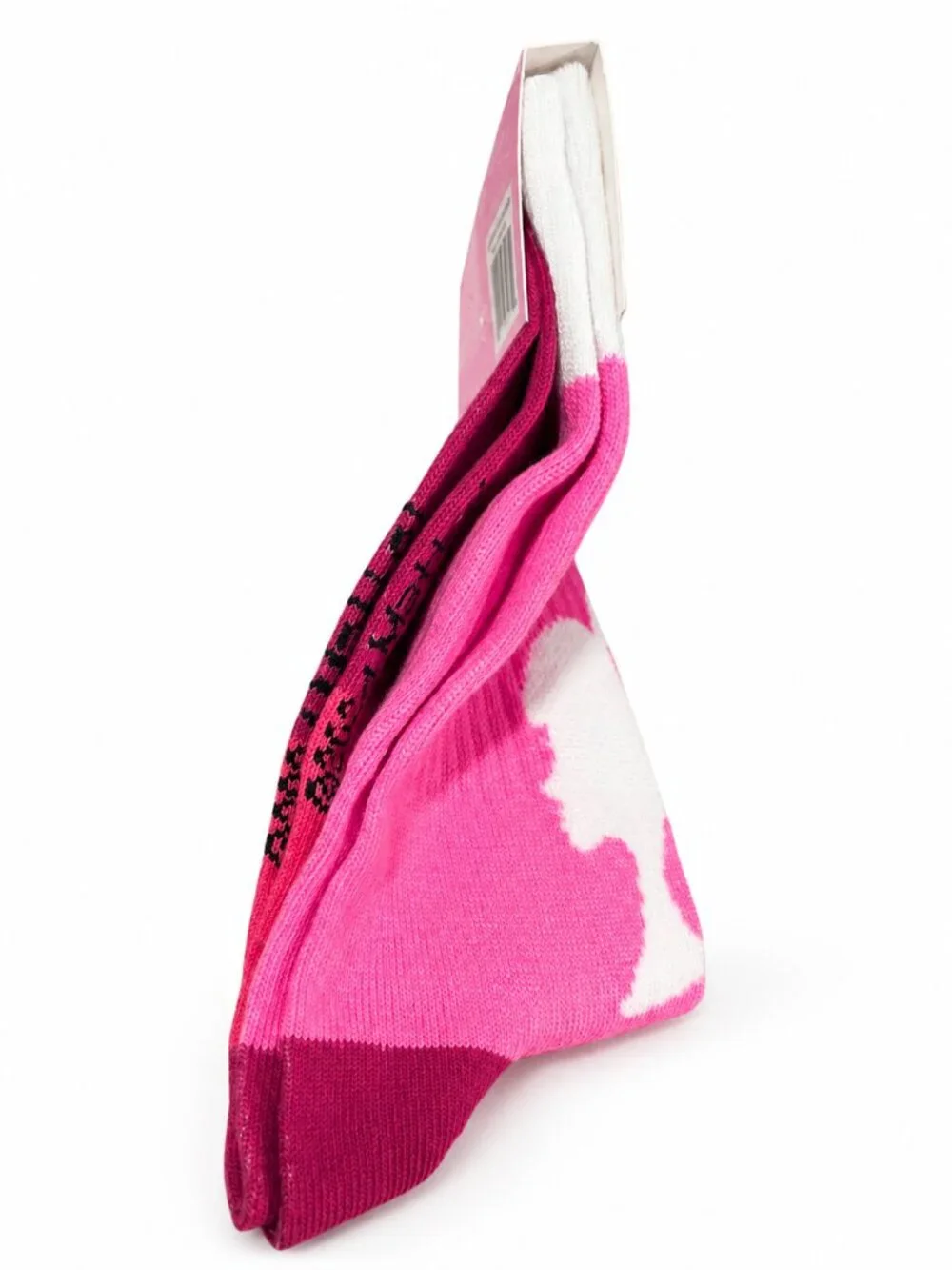NWT Barbie Socks 2 Pairs Ombre & Logo Print Pink Black